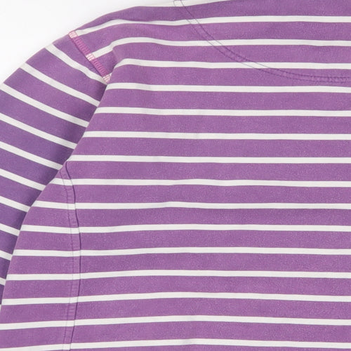 Lazy Jacks Womens Purple Striped Cotton Full Zip Sweatshirt Size S Zip - Logo, Embroidered