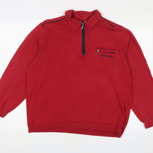 Catamaran Mens Red Cotton Pullover Sweatshirt Size M - Logo, Embroidered