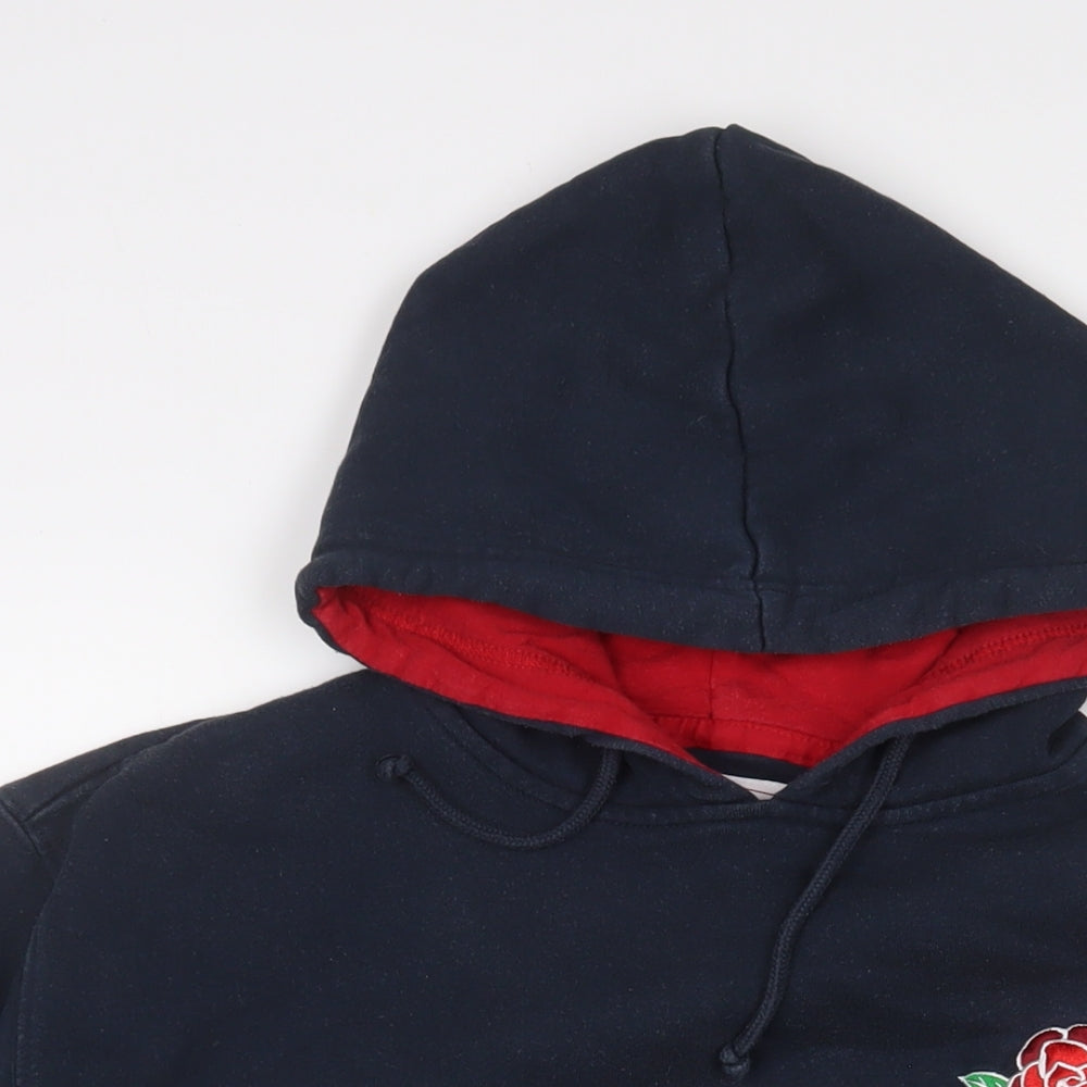 England Mens Blue Cotton Pullover Hoodie Size L - Logo, Embroidered