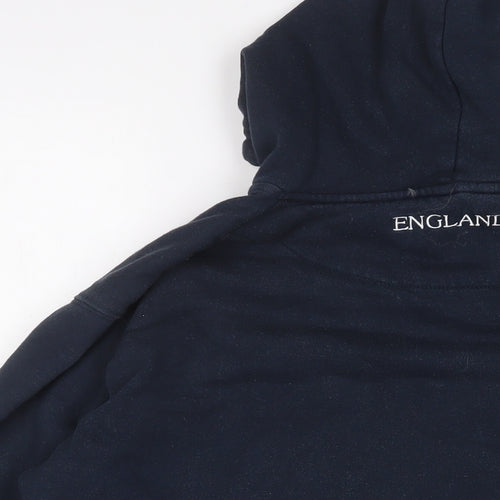 England Mens Blue Cotton Pullover Hoodie Size L - Logo, Embroidered