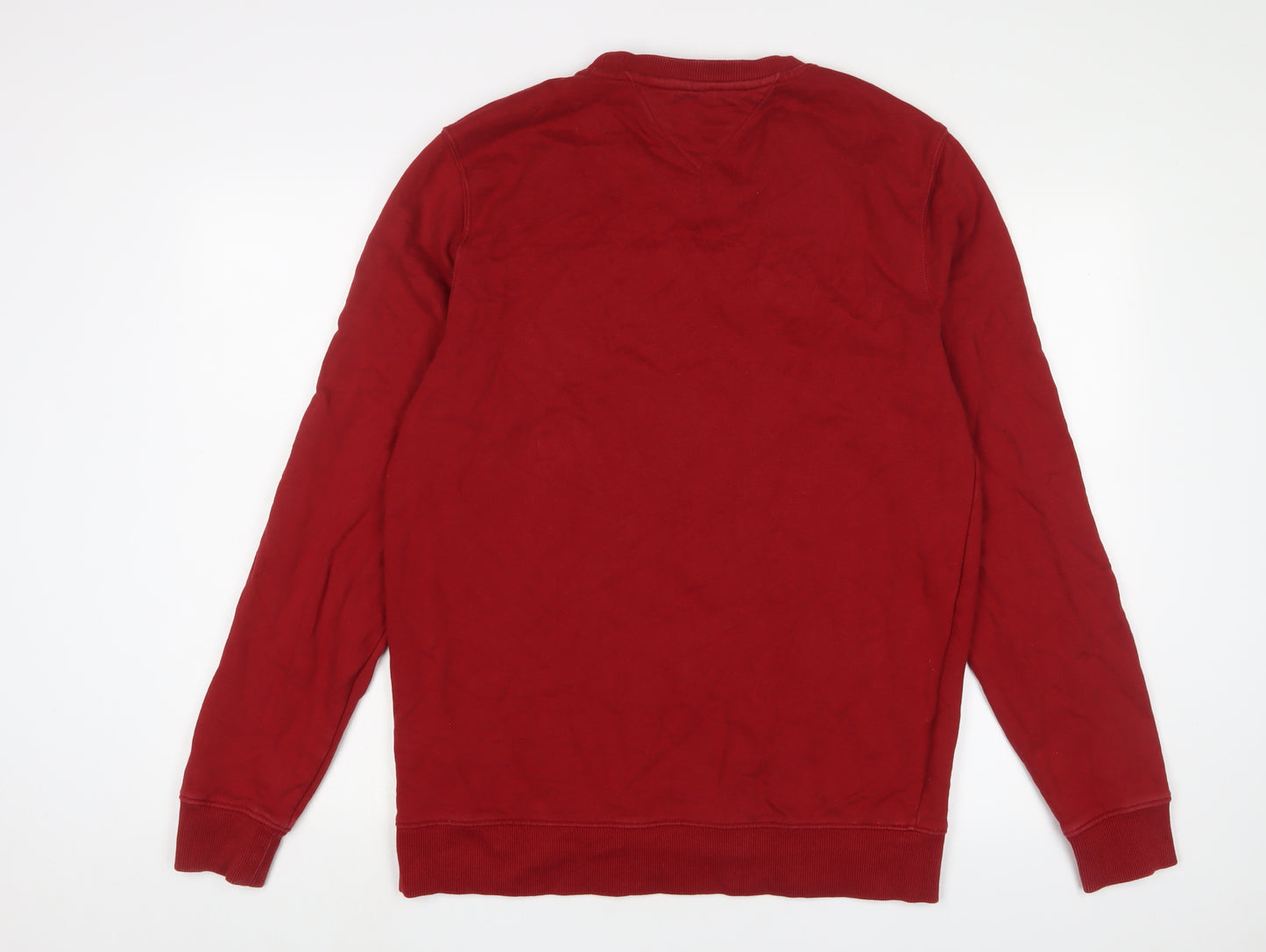 Tommy Hilfiger Mens Red Cotton Pullover Sweatshirt Size L - Logo, Embroidered