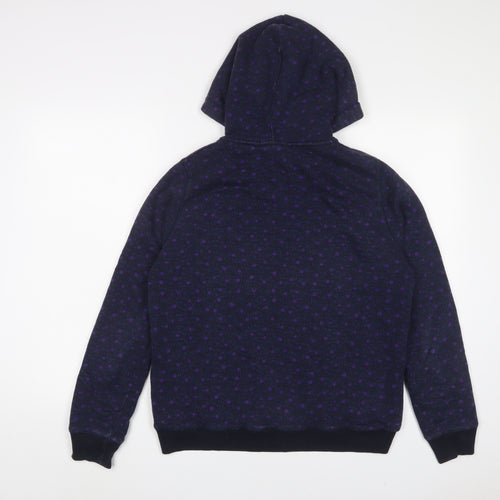 White Stuff Womens Blue Polka Dot Cotton Full Zip Hoodie Size M Zip