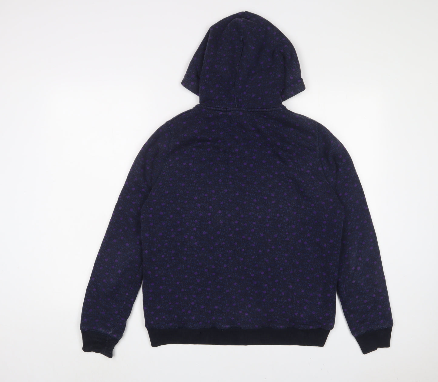 White Stuff Womens Blue Polka Dot Cotton Full Zip Hoodie Size M Zip