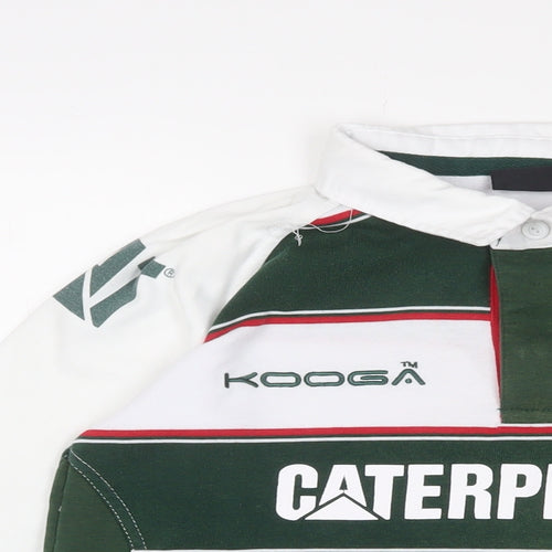 Kooga Womens Green Striped Polyester Basic Polo Size 14 Collared - Leicester Tigers