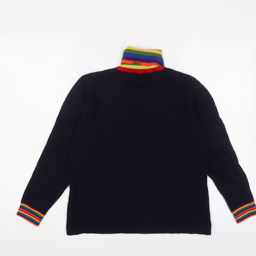 Saturday by Megan Ellaby Womens Multicoloured Roll Neck Striped Wool Pullover Jumper Size XL - Logo, Embroidered