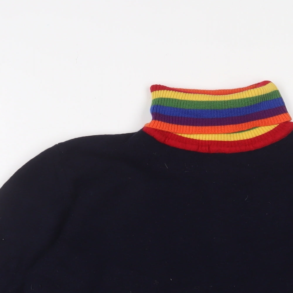 Saturday by Megan Ellaby Womens Multicoloured Roll Neck Striped Wool Pullover Jumper Size XL - Logo, Embroidered