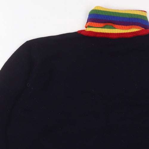 Saturday by Megan Ellaby Womens Multicoloured Roll Neck Striped Wool Pullover Jumper Size XL - Logo, Embroidered