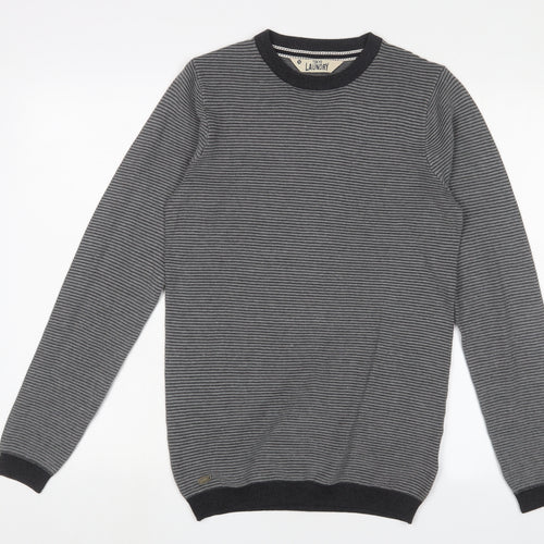 Tokyo Laundry Mens Grey Crew Neck Cotton Pullover Jumper Size S Long Sleeve - Logo