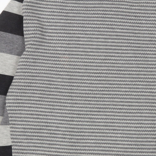 Farhi Mens Grey Crew Neck Striped Cotton Pullover Jumper Size L Long Sleeve