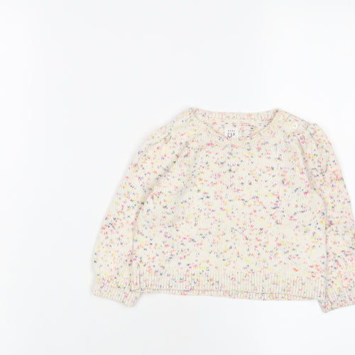Gap Girls Multicoloured Geometric Cotton Pullover Jumper Size 12-18 Months Button