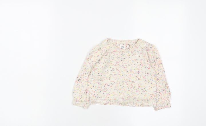 Gap Girls Multicoloured Geometric Cotton Pullover Jumper Size 12-18 Months Button