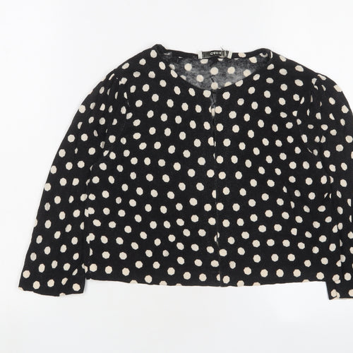 Oasis Womens Black Crew Neck Polka Dot Cotton Cardigan Jumper Size S