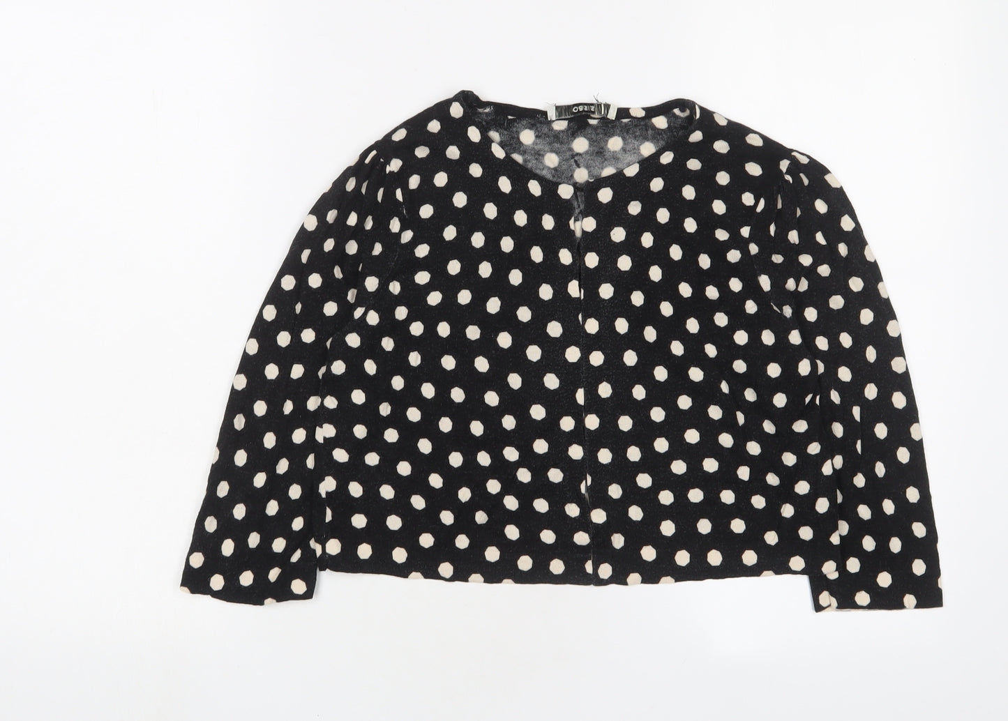 Oasis Womens Black Crew Neck Polka Dot Cotton Cardigan Jumper Size S