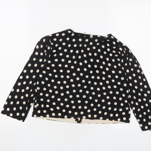 Oasis Womens Black Crew Neck Polka Dot Cotton Cardigan Jumper Size S