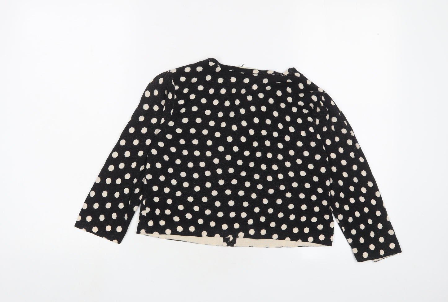 Oasis Womens Black Crew Neck Polka Dot Cotton Cardigan Jumper Size S