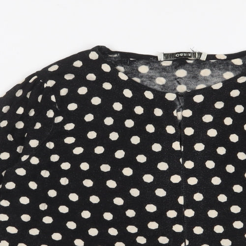 Oasis Womens Black Crew Neck Polka Dot Cotton Cardigan Jumper Size S