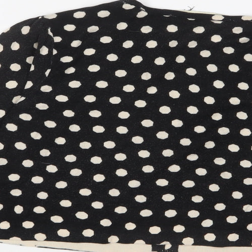 Oasis Womens Black Crew Neck Polka Dot Cotton Cardigan Jumper Size S