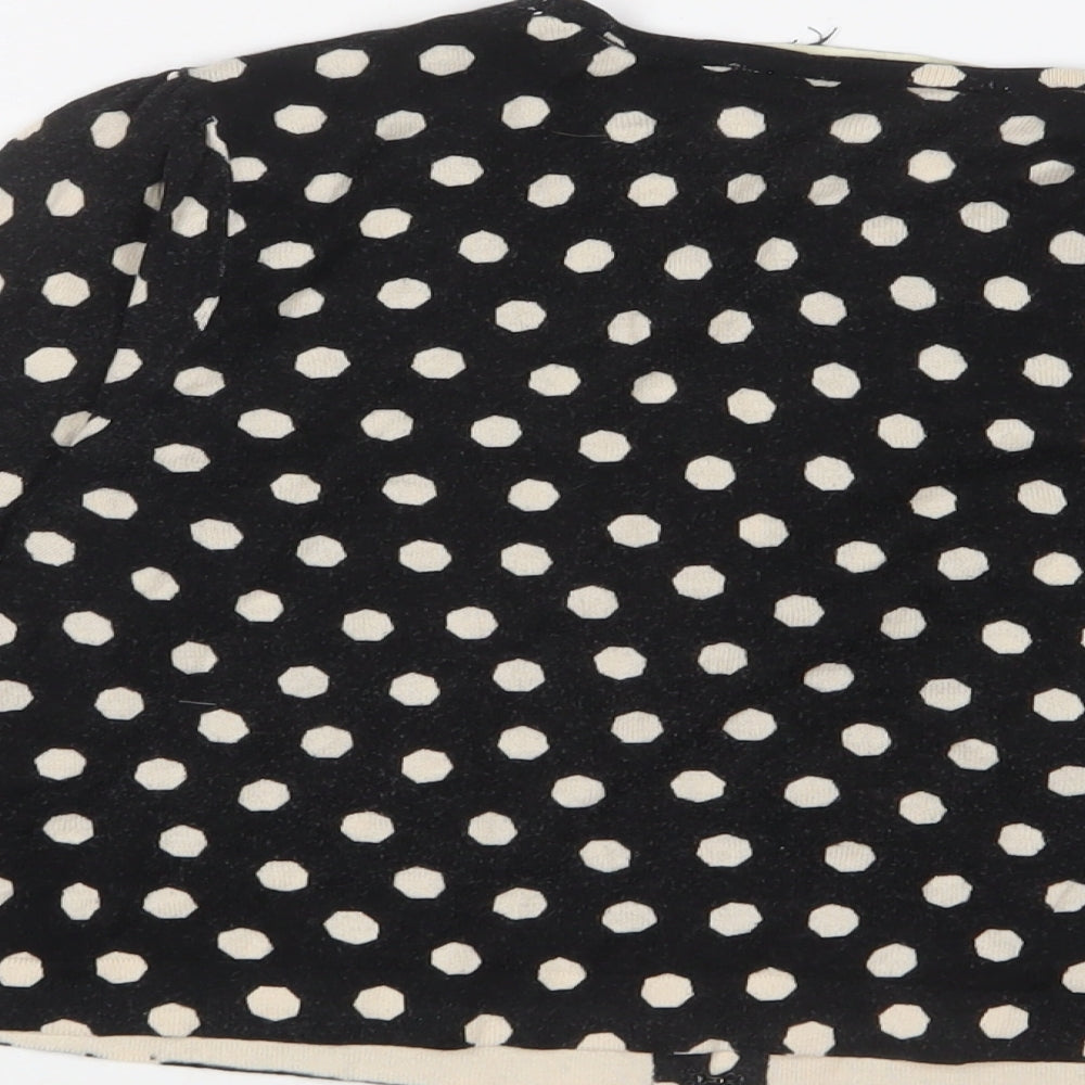 Oasis Womens Black Crew Neck Polka Dot Cotton Cardigan Jumper Size S