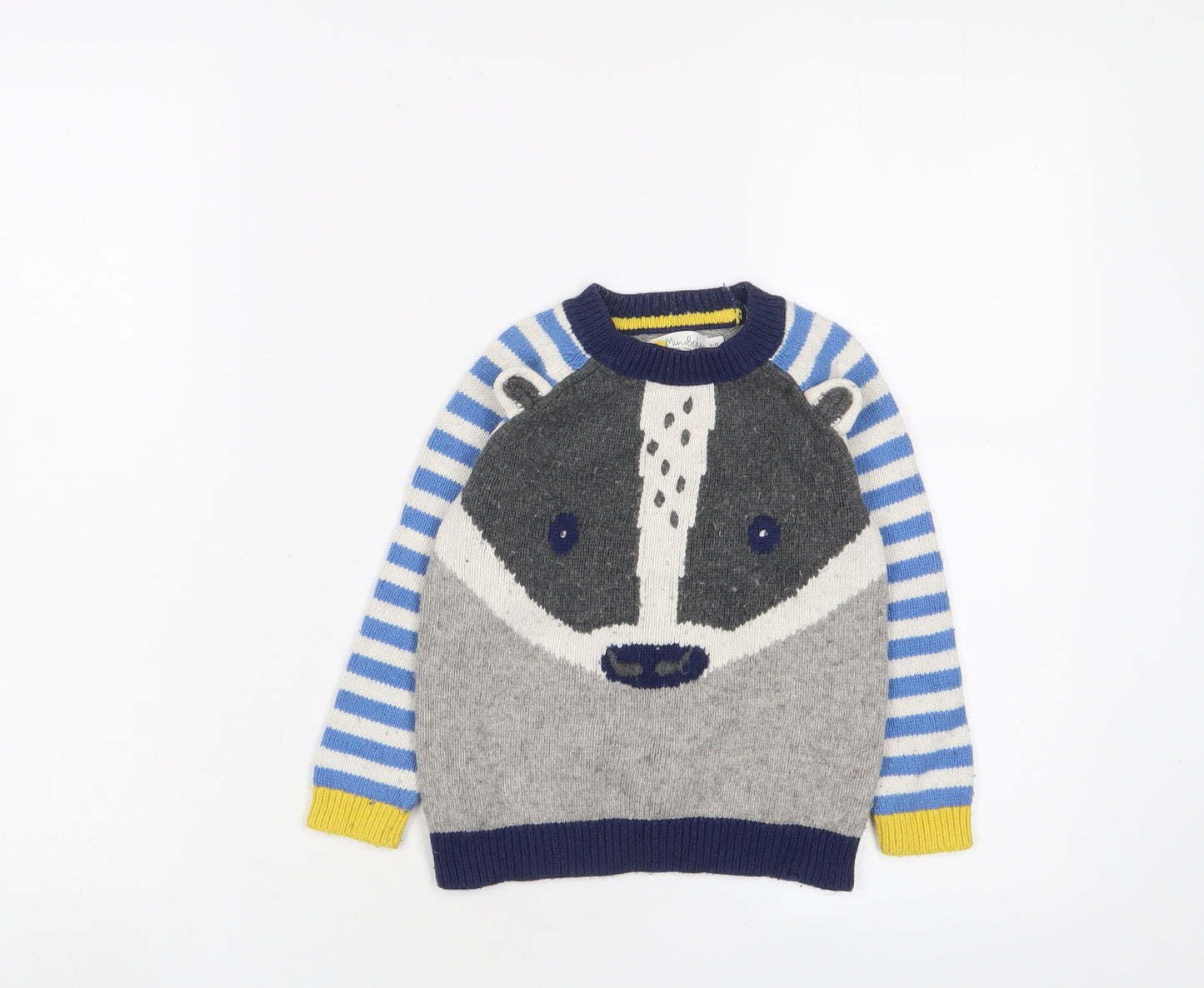 Boden Boys Multicoloured Crew Neck Geometric Cotton Pullover Jumper Size 2-3 Years Pullover - panda