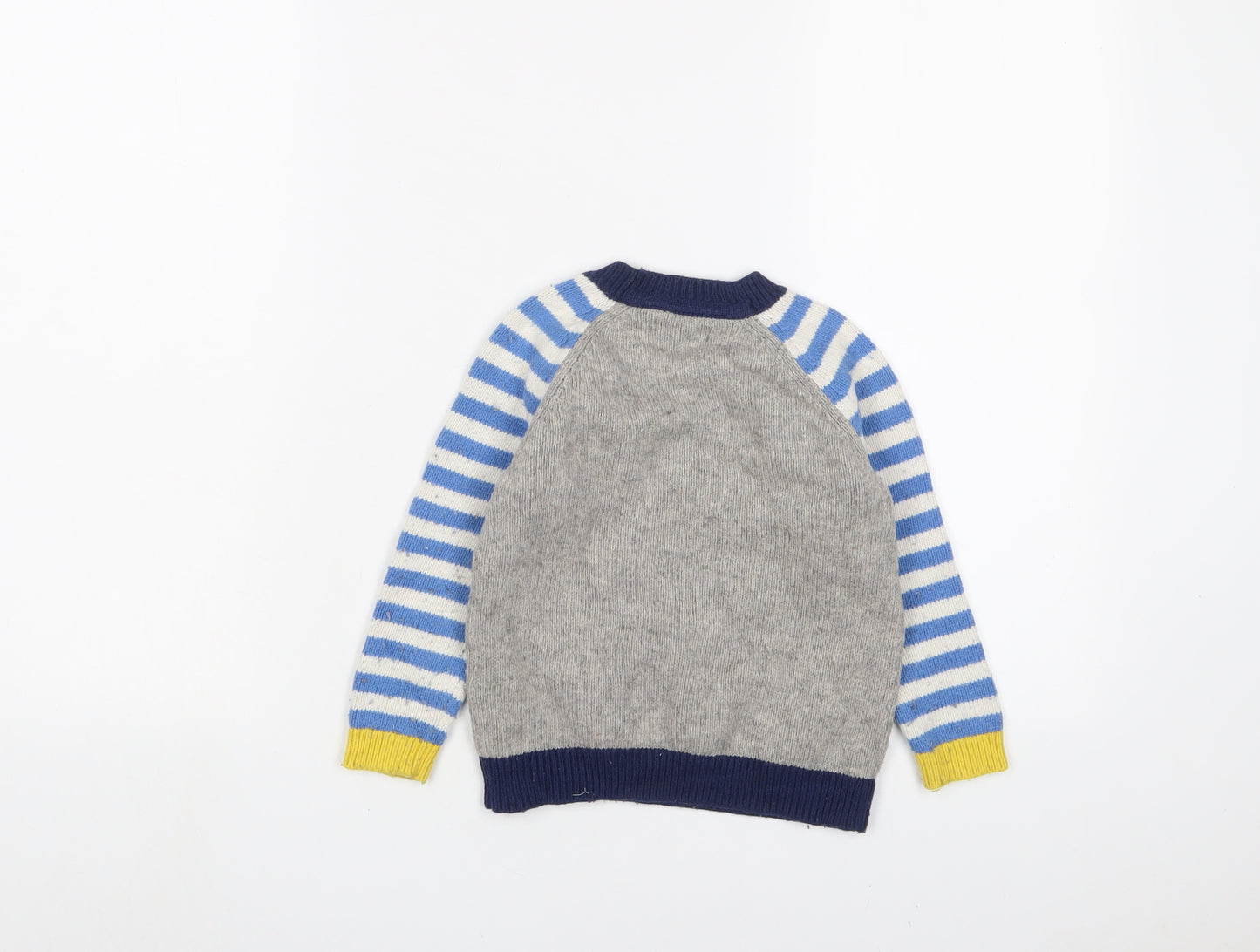Boden Boys Multicoloured Crew Neck Geometric Cotton Pullover Jumper Size 2-3 Years Pullover - panda