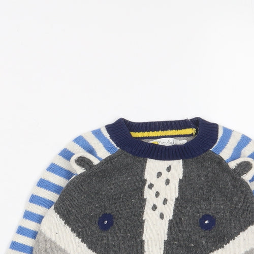 Boden Boys Multicoloured Crew Neck Geometric Cotton Pullover Jumper Size 2-3 Years Pullover - panda