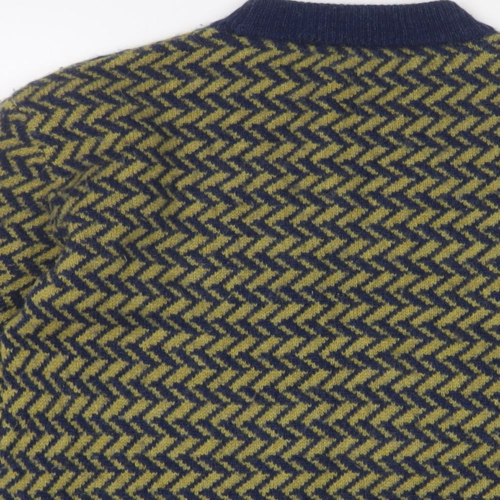 Seasalt Womens Green Crew Neck Geometric Wool Pullover Jumper Size 12