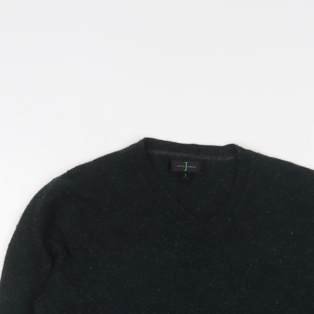 Jasper Conran Mens Green V-Neck Wool Pullover Jumper Size S Long Sleeve