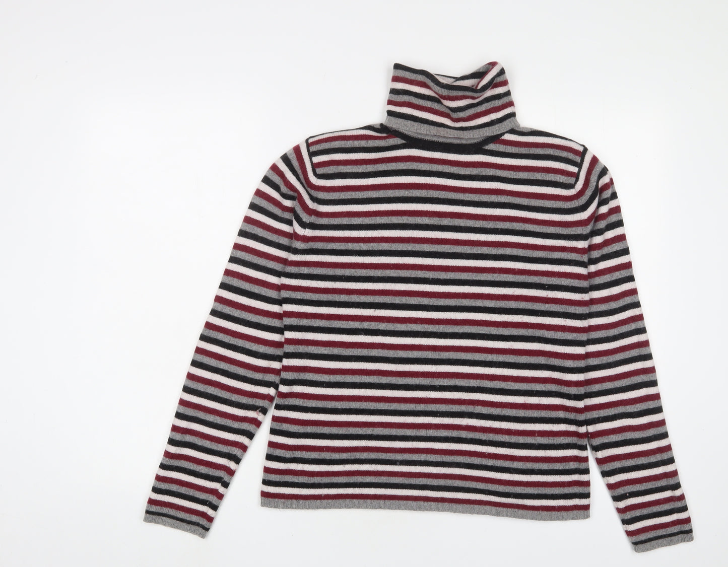 Hobbs Womens Multicoloured Roll Neck Striped Cashgora Pullover Jumper Size 12