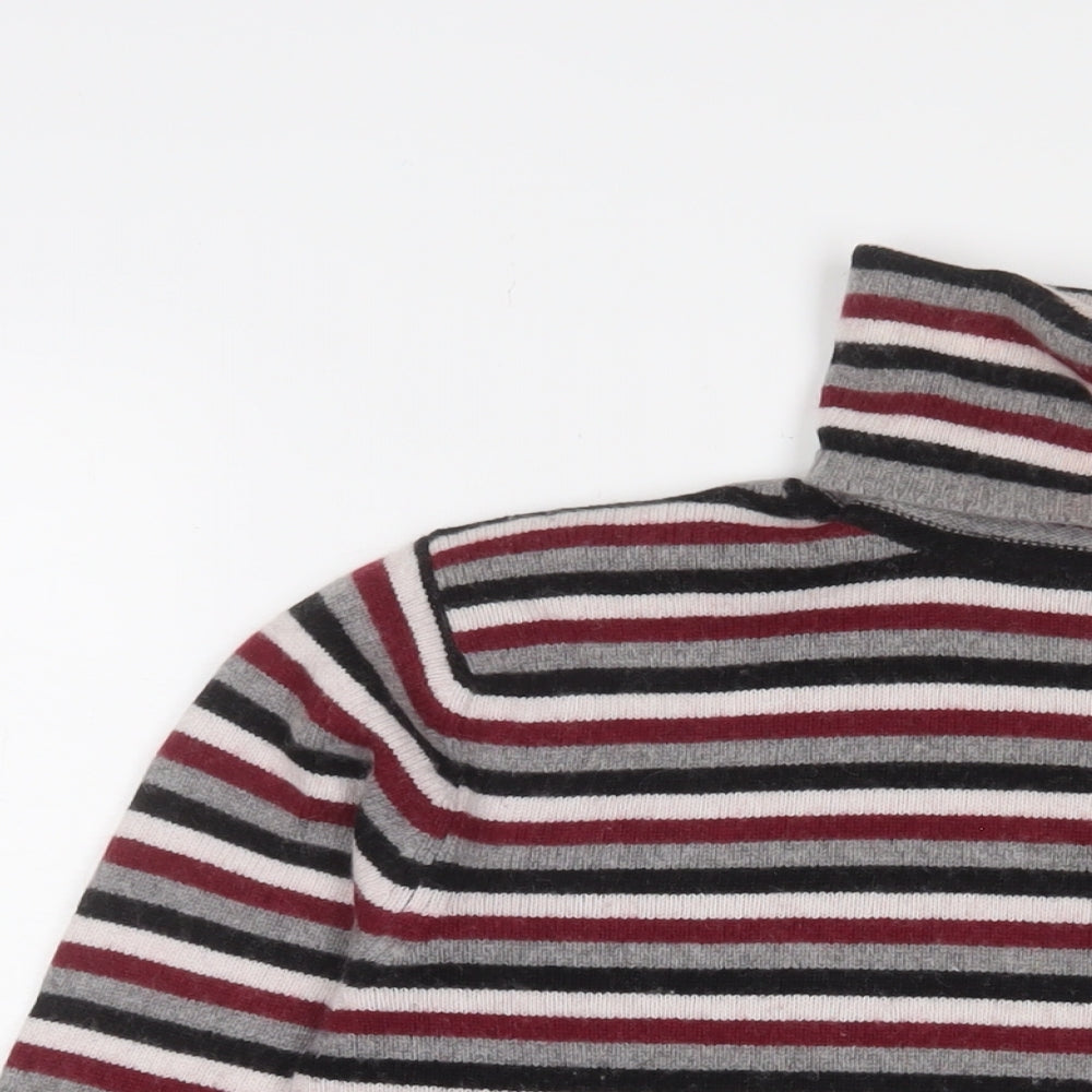 Hobbs Womens Multicoloured Roll Neck Striped Cashgora Pullover Jumper Size 12