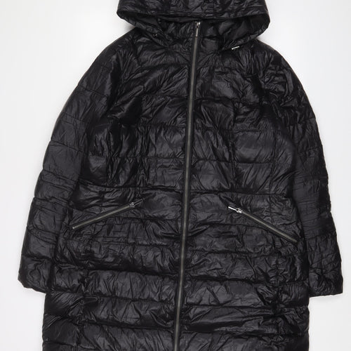 Landsend Womens Black Quilted Coat Size XL Zip - Zip Pockets