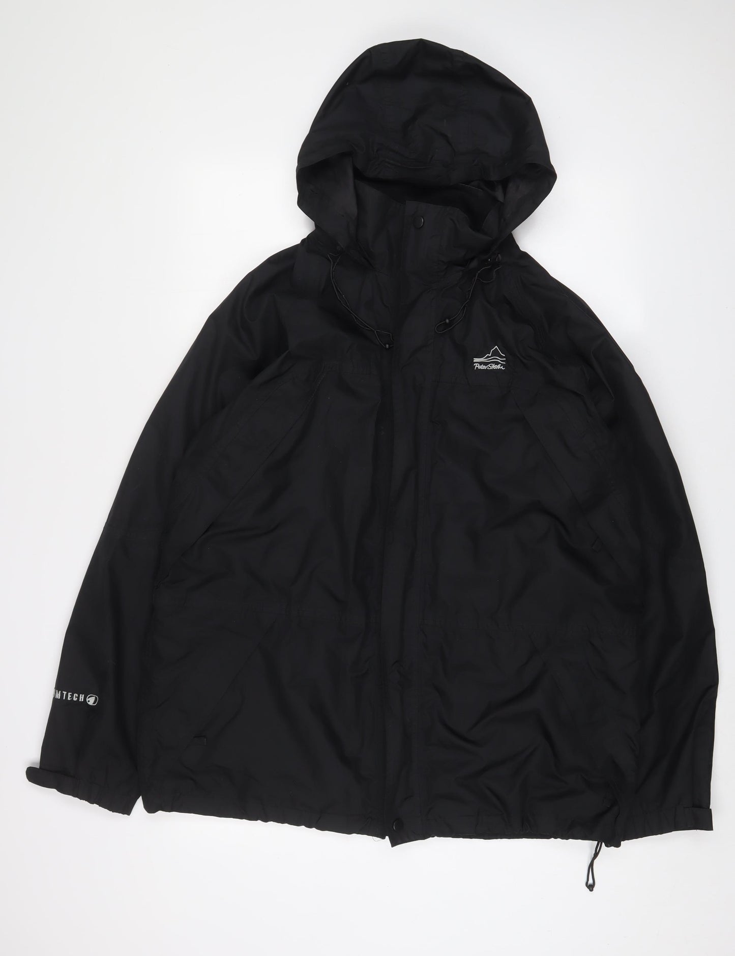 Peter Storm Mens Black Rain Coat Coat Size L Zip - Logo, Embroidered