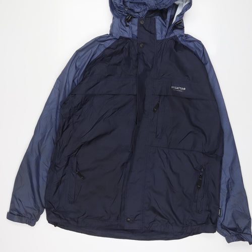 Regatta Mens Blue Rain Coat Coat Size L Zip - Logo