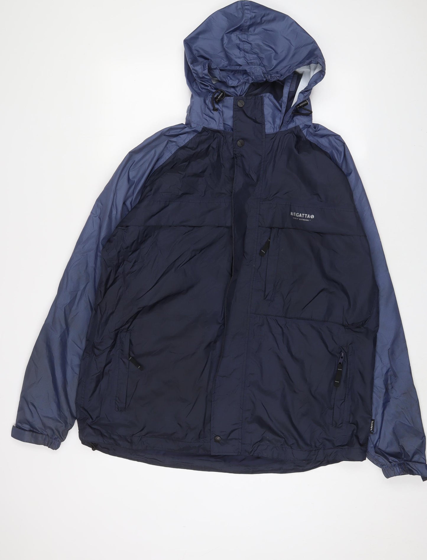 Regatta Mens Blue Rain Coat Coat Size L Zip - Logo