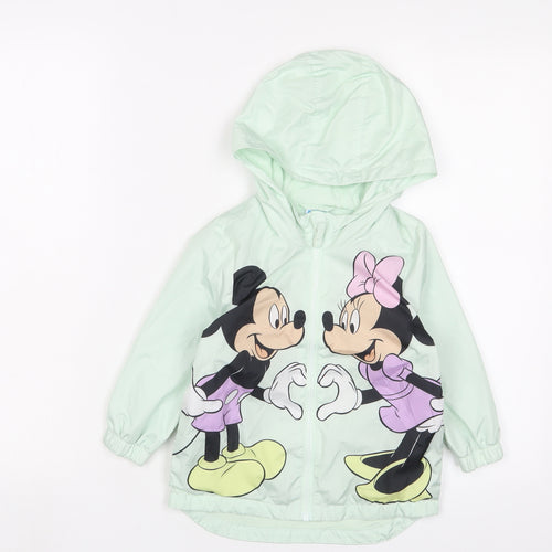 Disney Girls Green Basic Coat Jacket Size 18-24 Months Zip - Mickey & Minnie Mouse