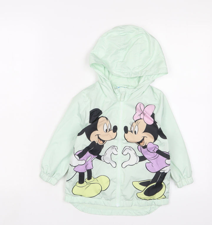Disney Girls Green Basic Coat Jacket Size 18-24 Months Zip - Mickey & Minnie Mouse