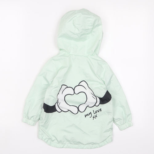 Disney Girls Green Basic Coat Jacket Size 18-24 Months Zip - Mickey & Minnie Mouse