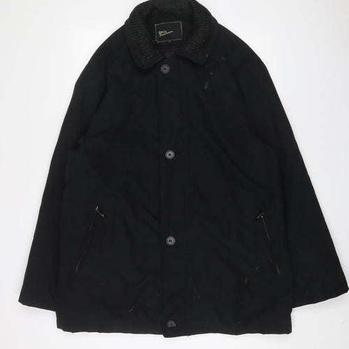 Paul Berman Mens Black Jacket Coat Size L Zip