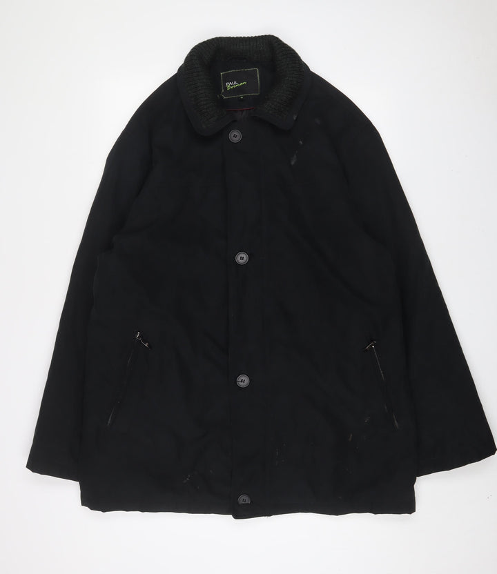 Paul Berman Mens Black Jacket Coat Size L Zip