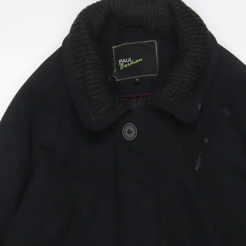 Paul Berman Mens Black Jacket Coat Size L Zip