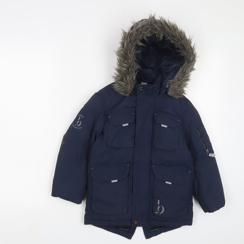 Ted Baker Girls Blue Basic Coat Coat Size 5 Years Zip - Logo