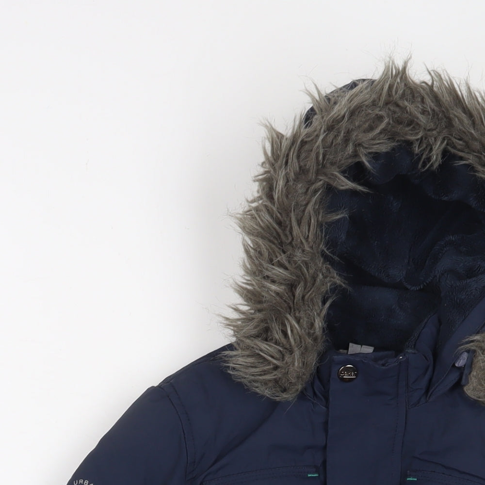 Ted Baker Girls Blue Basic Coat Coat Size 5 Years Zip - Logo