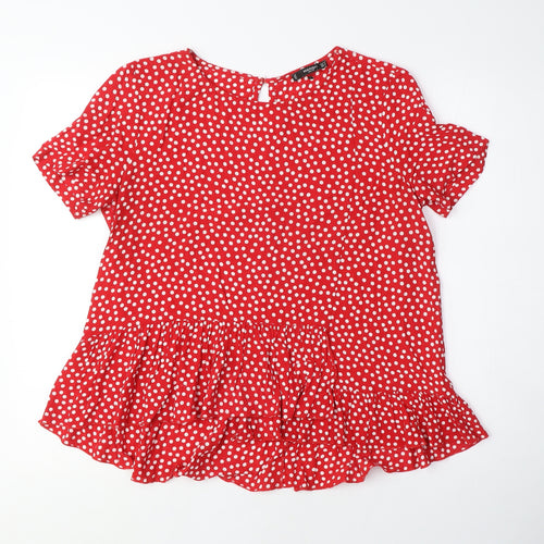 Mango Red Polka Dot Women's Tunic Blouse, Size M