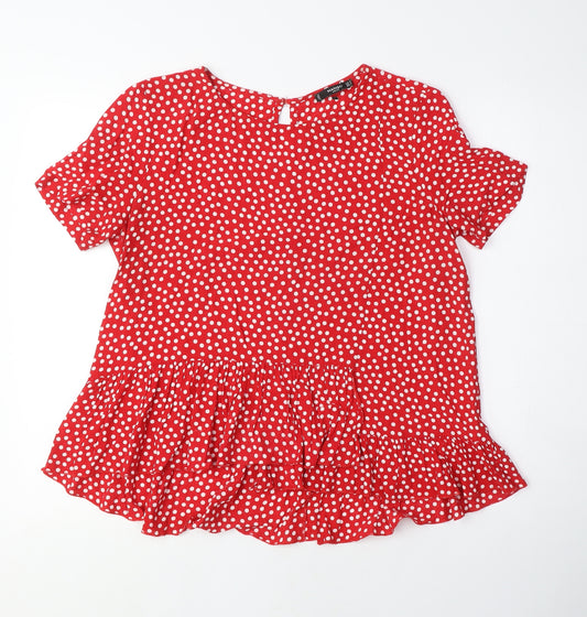 Mango Red Polka Dot Women's Tunic Blouse, Size M