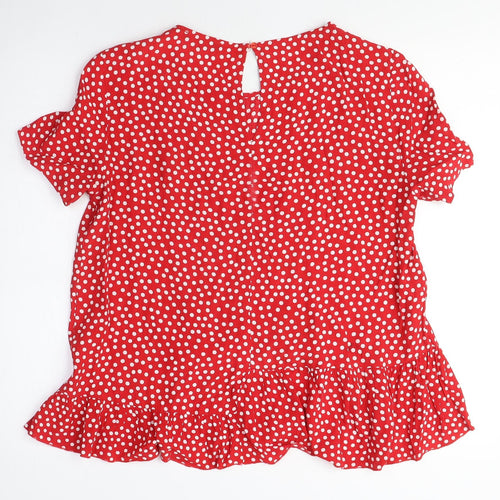 Mango Red Polka Dot Women's Tunic Blouse, Size M