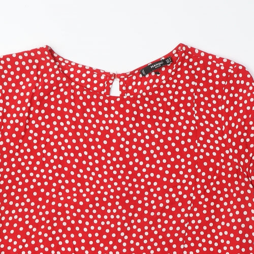 Mango Red Polka Dot Women's Tunic Blouse, Size M