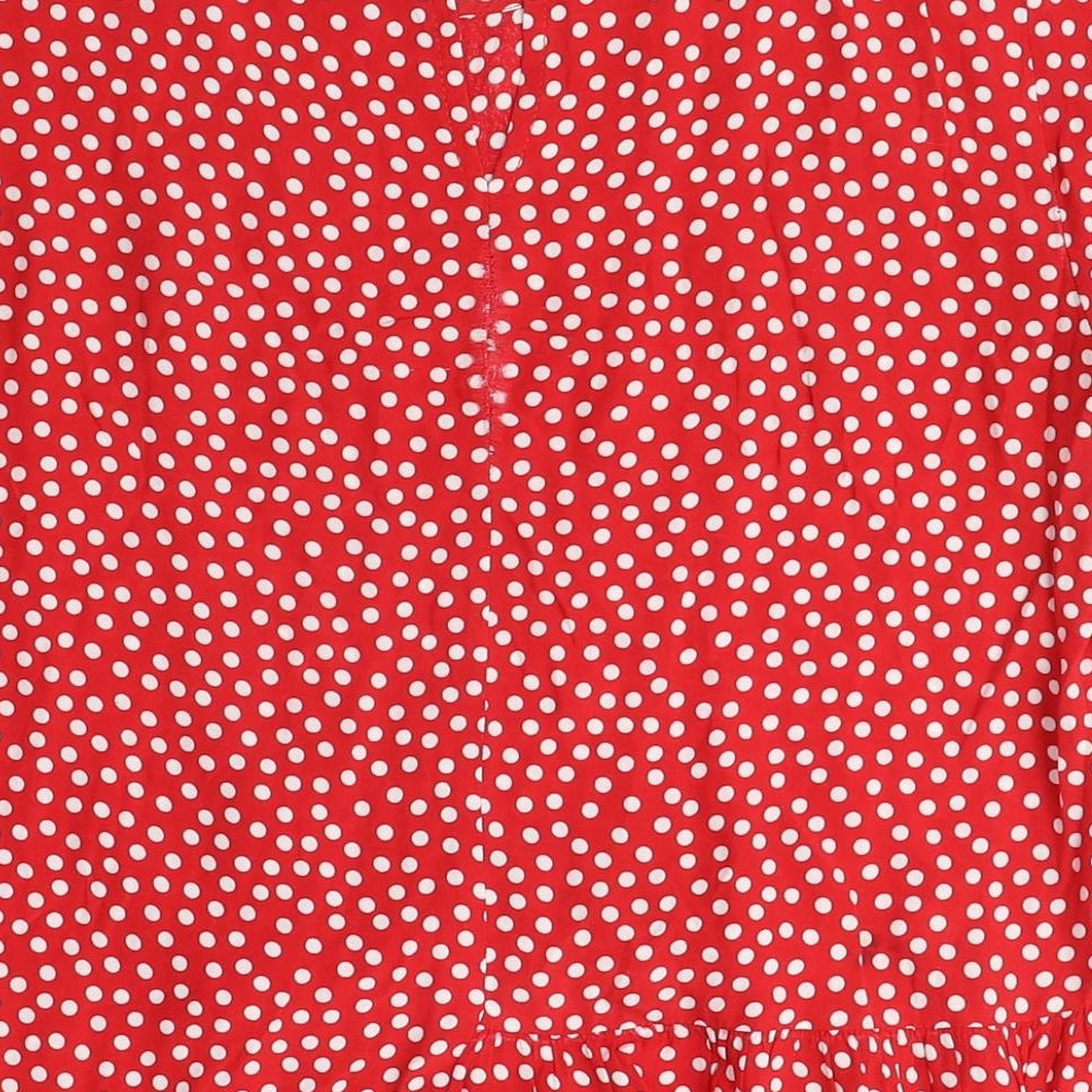 Mango Red Polka Dot Women's Tunic Blouse, Size M