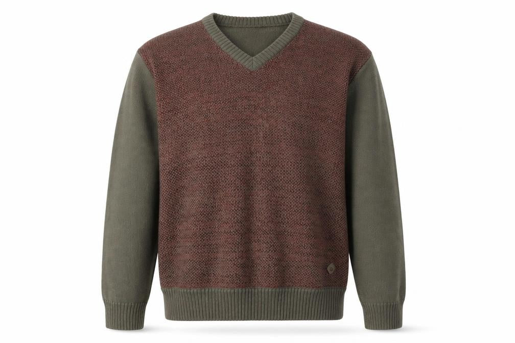 Front view of Fabio Men's Brown V-Neck jumper -, size L