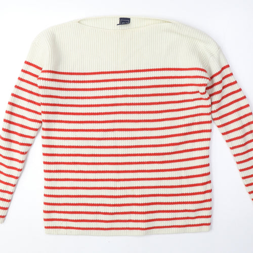 Gap Women's Ivory Striped Pullover Jumper M