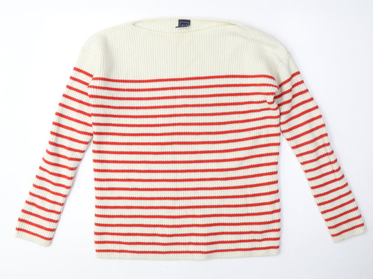 Gap Women's Ivory Striped Pullover Jumper M