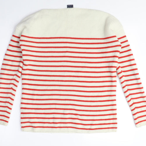 Gap Women's Ivory Striped Pullover Jumper M